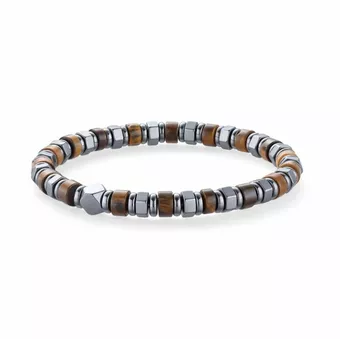 Pulseira de Olho de Tigre e Hematita A contas 6x3mm