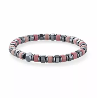 Pulseira de Rodonita e Hematita A contas 6x3mm