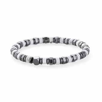 Pulseira de Howlita e Hematita A contas 6mm