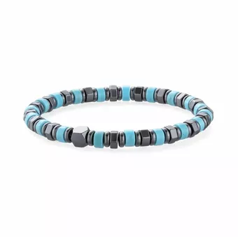 Pulseira de Turquenita e Hematita A contas 6mm