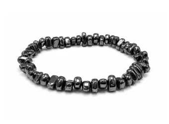 Pulseira de Hematita com Pedras Irregulares A 5-8mm