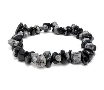 Pulseira de Chips de Obsidiana Floco de Neve A 5-8mm
