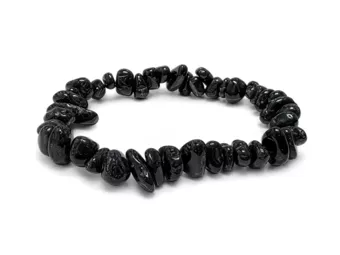 Pulseira de Turmalina Negra com Pedras Irregulares A 5-8mm