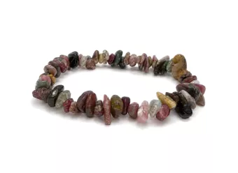 Pulseira de Turmalina Multicolor com Pedras Irregulares A 5-8mm