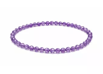 Pulseira de Ametista Facetada Qualidade AA – Contas de 3 mm