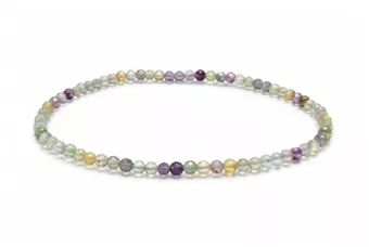 Pulseira de Fluorita Multicolorida Facetada AA – Contas de 3 mm