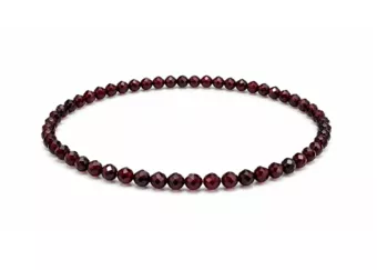 Pulseira de Granada Vermelha Facetada AA – Contas de 3 mm