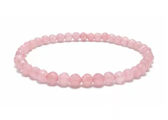 Pulseira de Quartzo Rosa Facetado Qualidade A – Contas de 4 mm