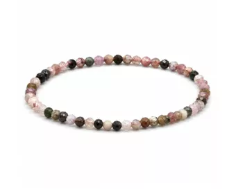 Pulseira de Turmalina Multicolorida Facetada A – Contas de 3 mm