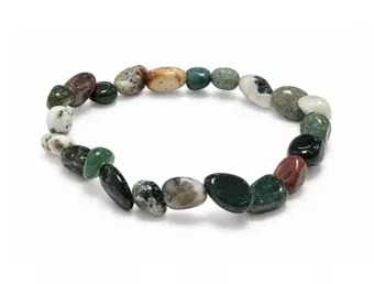 Pulseira de Ágata Musgo com Pedras Roladas A 6-8 mm