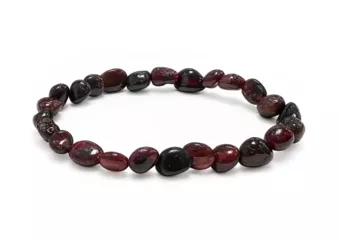 Pulseira de Granada Vermelha com Pedras Roladas A 6-8 mm