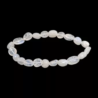 Pulseira de pedras roladas de Pedra da Lua Branca Peristerita A+ 6-8mm