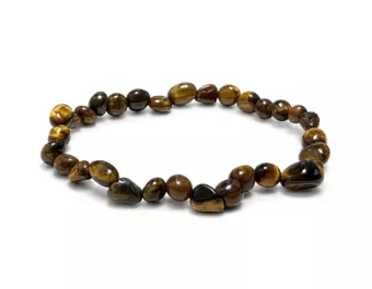 Pulseira de Olho de Tigre com Pedras Roladas A 6-8 mm
