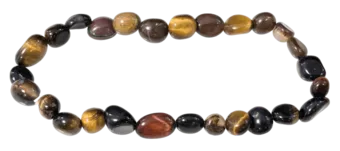Pulseira múltipla olho do tigre com pedras roladas