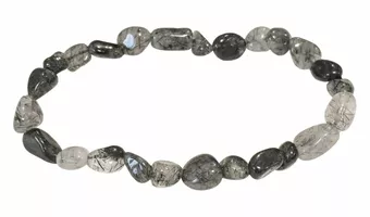 Pulseira de turmalina cristal de rocha A+ com pedras roladas