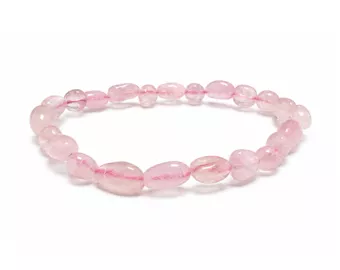 Pulseira de Pedras Roladas de Quartzo Rosa A 6-8mm