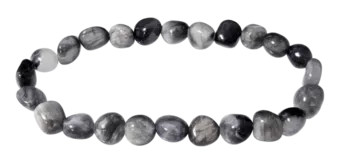 Pulseira de turmalina olho de gato com pedras laminadas