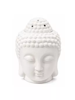 Queimador de Óleo Cabeça de Buda em Cerâmica Branca 14cm