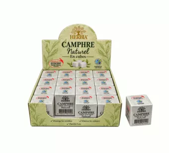 Cânfora Natural Herbia em Cubos Fair Trade Ecocert – 16 pacotes – 300g