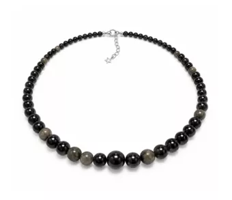 Colar Degradê de Obsidiana Dourada A Contas 4-12 mm 50 cm