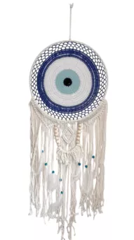 Caçador de sonhos contra o mau-olhado branco e azul 40 cm