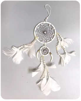 Apanhador de sonhos branco - Diâmetro 10cm