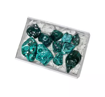 Pacote de Malaquita AA Polida de um Lado 10-14 Peças 1700-1900 g