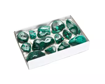 Pacote de Malaquita AA Polida de um Lado 10-14 Peças 1700-1900 g