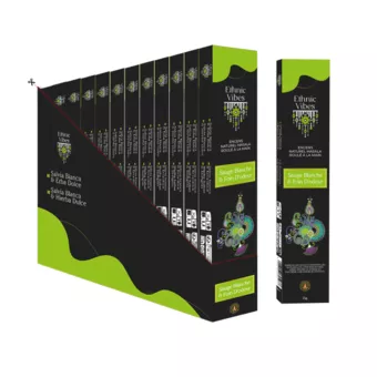 Fragrâncias e Sens Incenso Étnico Vibes Sálvia Branca e Fragrância de Feno masala 15g