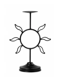 Castiçal Sol em Metal Preto 29cm