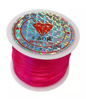 Fio elástico plano rosa 50m