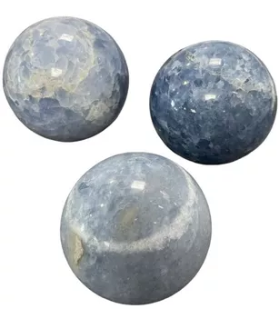 3 Esferas Calcita azul polida 1.741k