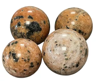 4 Esferas Calcite laranja polida 1.852kg