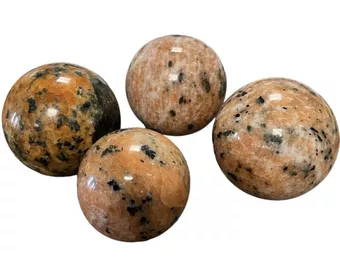 4 Esferas Calcite laranja polida 2.129kg