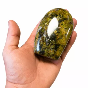 Bloco de opala verde polida, 0,390 kg
