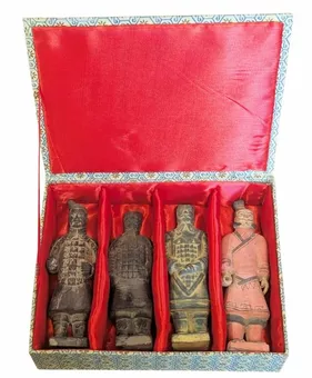 Conjunto de 4 estátuas de guerreiros imperiais em terracota de 15 cm