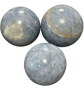 3 esferas de calcite azul polida 1.995kg