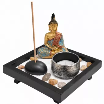 Jardim Zen com Buda, Incenso e Vela 12,5 cm