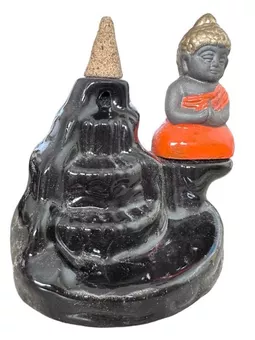 Suporte para incenso com refluxo de Buda laranja
