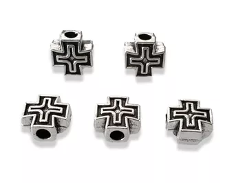 Missangas Cruz Banhado a prata 8mm x50