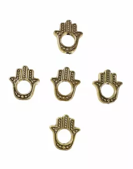 Pendentes de metal Mão de Fatma dourada 14mm x100