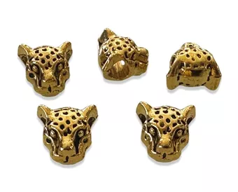 Conta de charms Cabeça de leopardo dourada 9mm x30