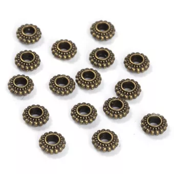 Contas de Charms Rondelle Interlayer Cor de Bronze 7mm x 100