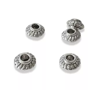 Missangas de Charms Toupie Intercalar Prata 6mm x100