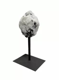 Pedra da Lua Branca A Bruta em Suporte de Metal Preto 17-20 cm 500-700 g