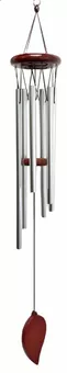 Carrilhão folhas de madeira tubo de alumínio 60cm