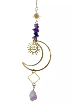 Apanhador de Sol Móvel Contra o Mau Olhado Lua Ametista 38cm