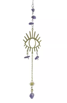 Apanhador de Sol Móvel Contra o Mau Olhado Ametista Dourado 40cm
