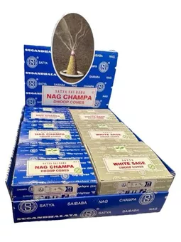 Incenso Satya Nag Champa e Sálvia Branca em Cones
