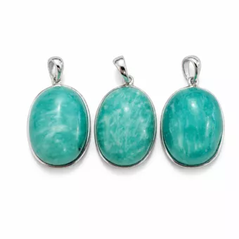 Pendente Prata 925 Amazonita AAA 3 peças 10,92g